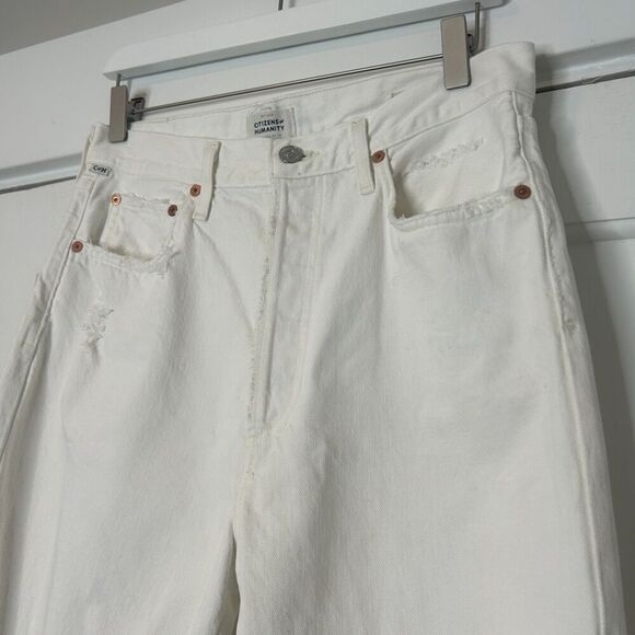 Citizens of Humanity Eva High Rise Baggy Jeans Distressed White Size 28 - Picture 5 of 10